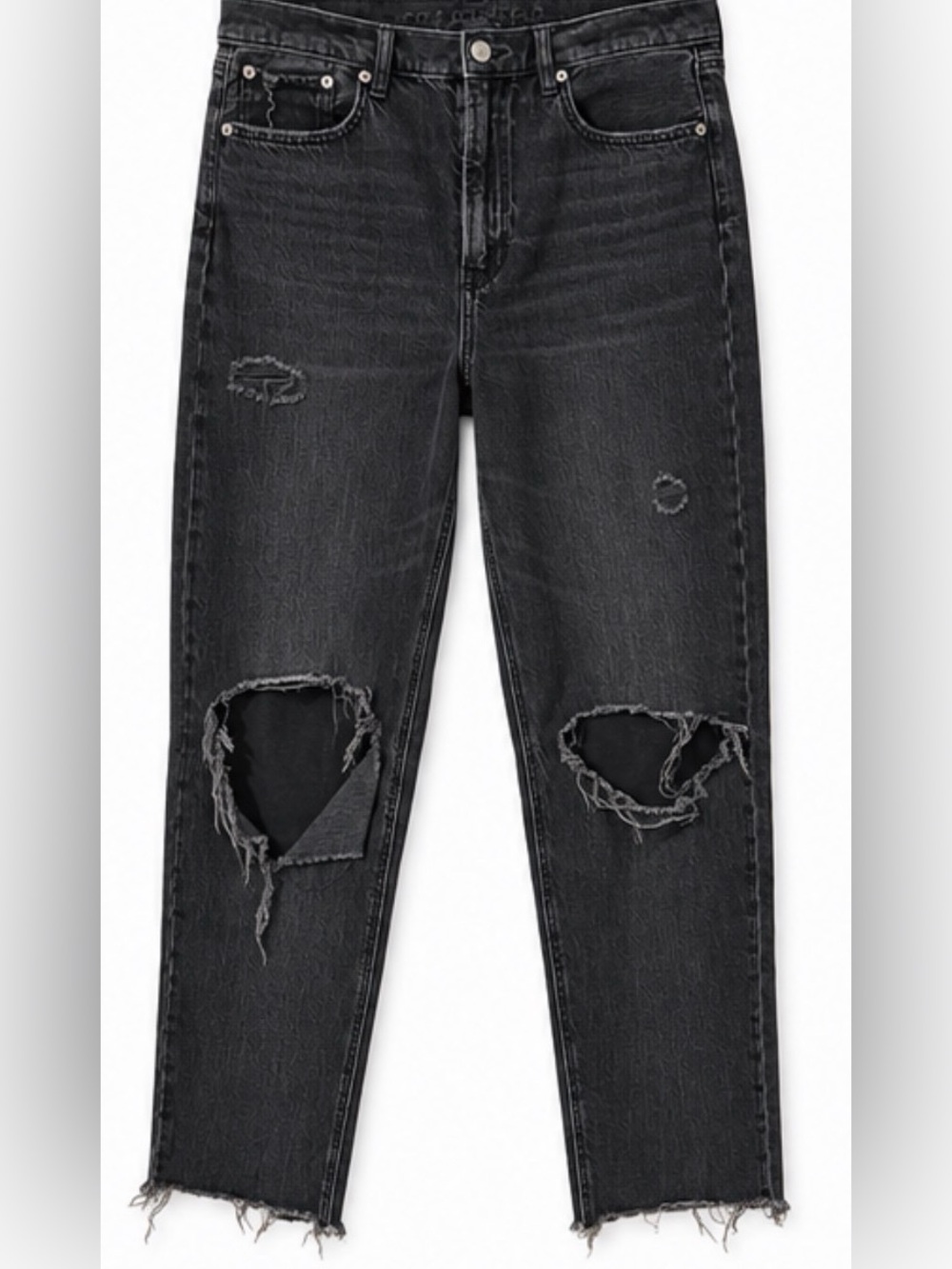 American Eagle Outfitters Washed Black Distressed Skinny Jeans